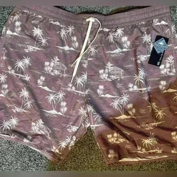 Travis Mathew Swim Trunks Purple Tropical bathing suit XXL new beach summer - Picture 5 of 5